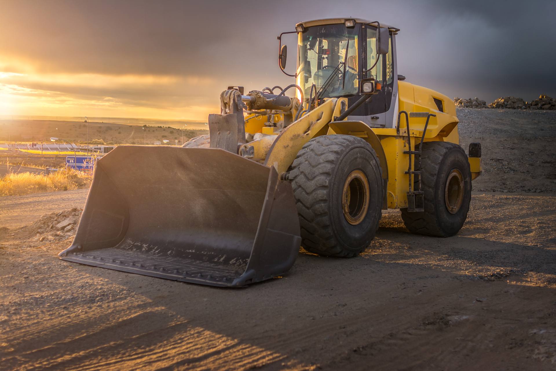 wheel loader for sale at sunset
